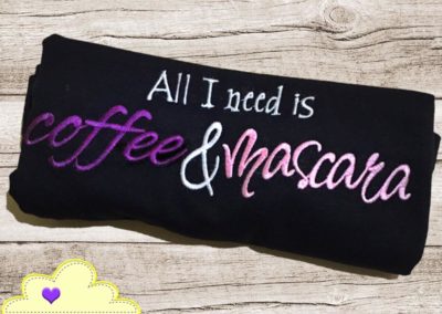 coffee and mascara embroidery design