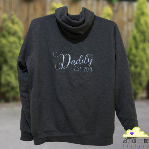 daddy est 2014 embroidery hoodie sweatshirt blue script font unique men gift