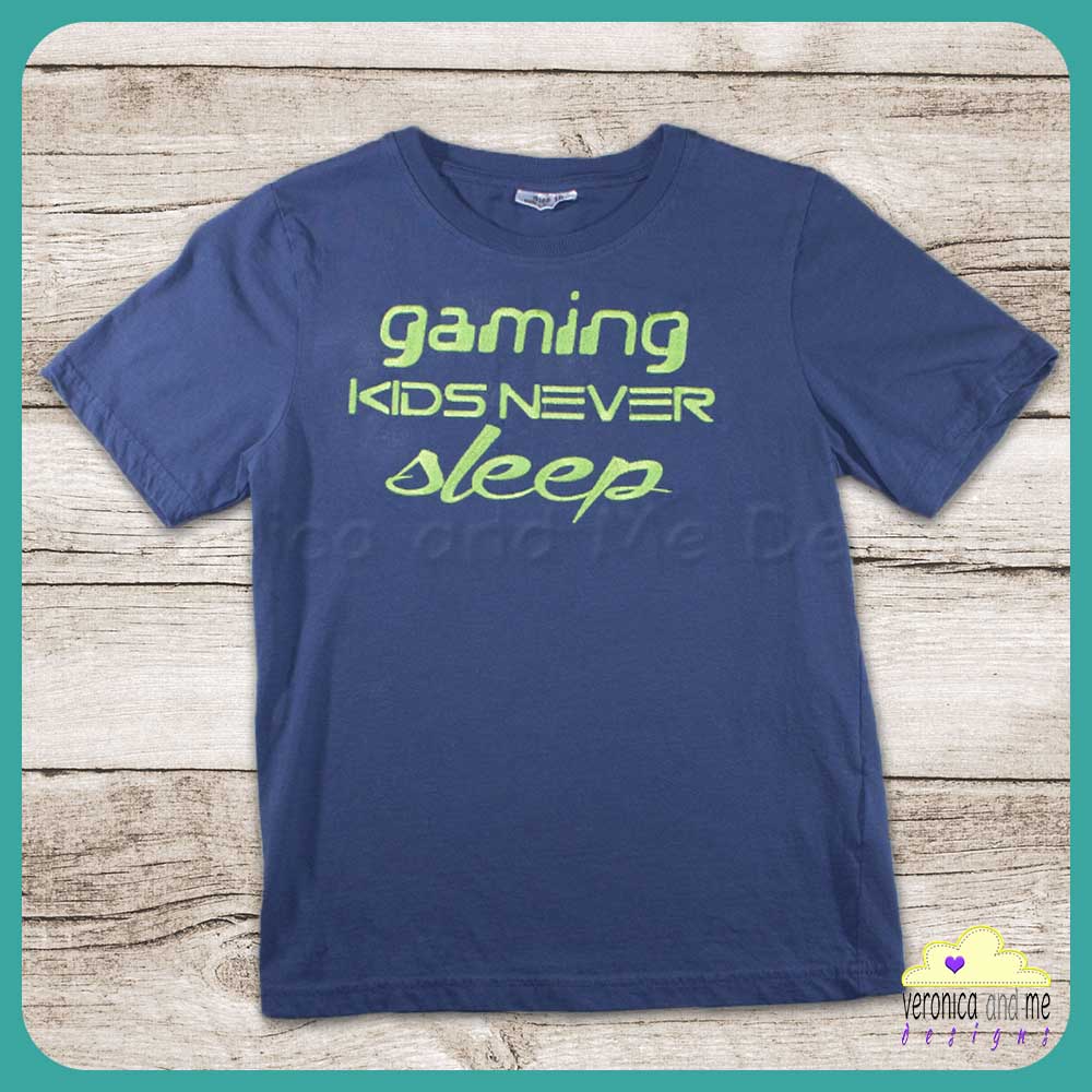 embroidered t-shirt green kids gift teenager gamer